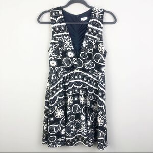 LUCCA COUTURE | Plunge V-Neck Fit & Flare Navy Mini Dress Women’s Size Medium